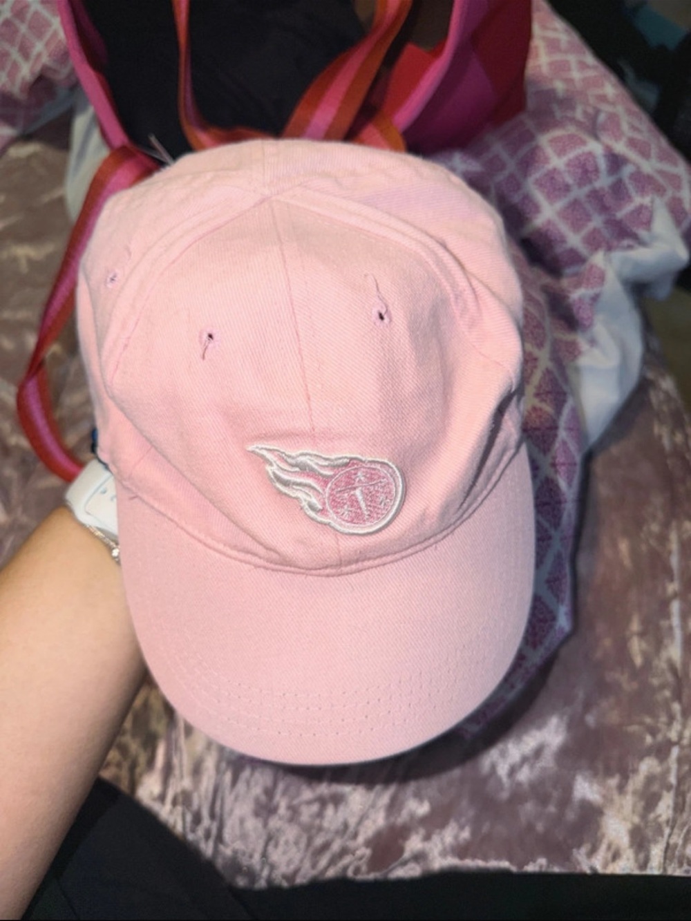 NFL Pink Kids Cotton Baseball Cap with Embroidered Logo